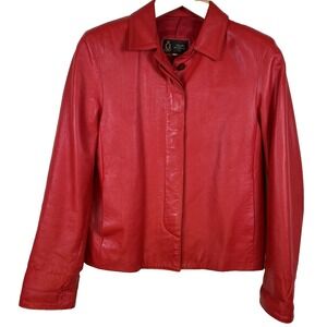 VTG Red Leather Jacket Scuola del Cuoio Leather School Italy Classic Minimalist